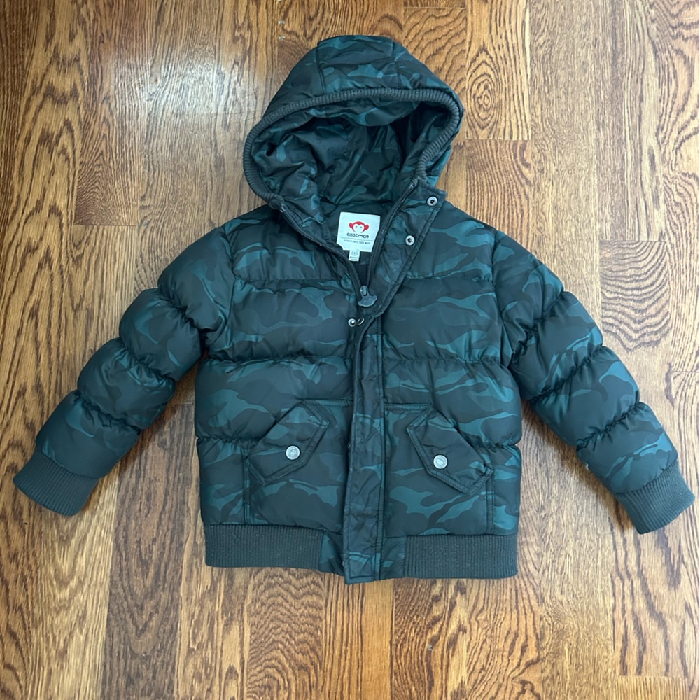Appaman Kids Green Camo Puffer Coat - Size 5